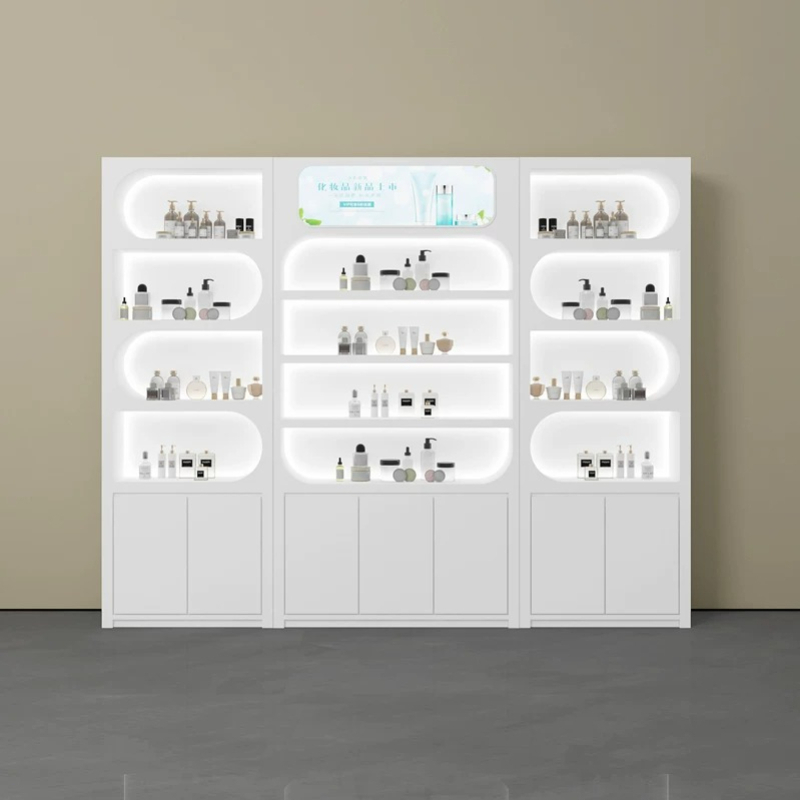 Luxury Skincare & Spa Reviews - Lemari Pajangan Salon Kecantikan Minimalis Nordik